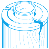 a cartridge used in a canister through which the water flow is reversed, or “plumbed backward”